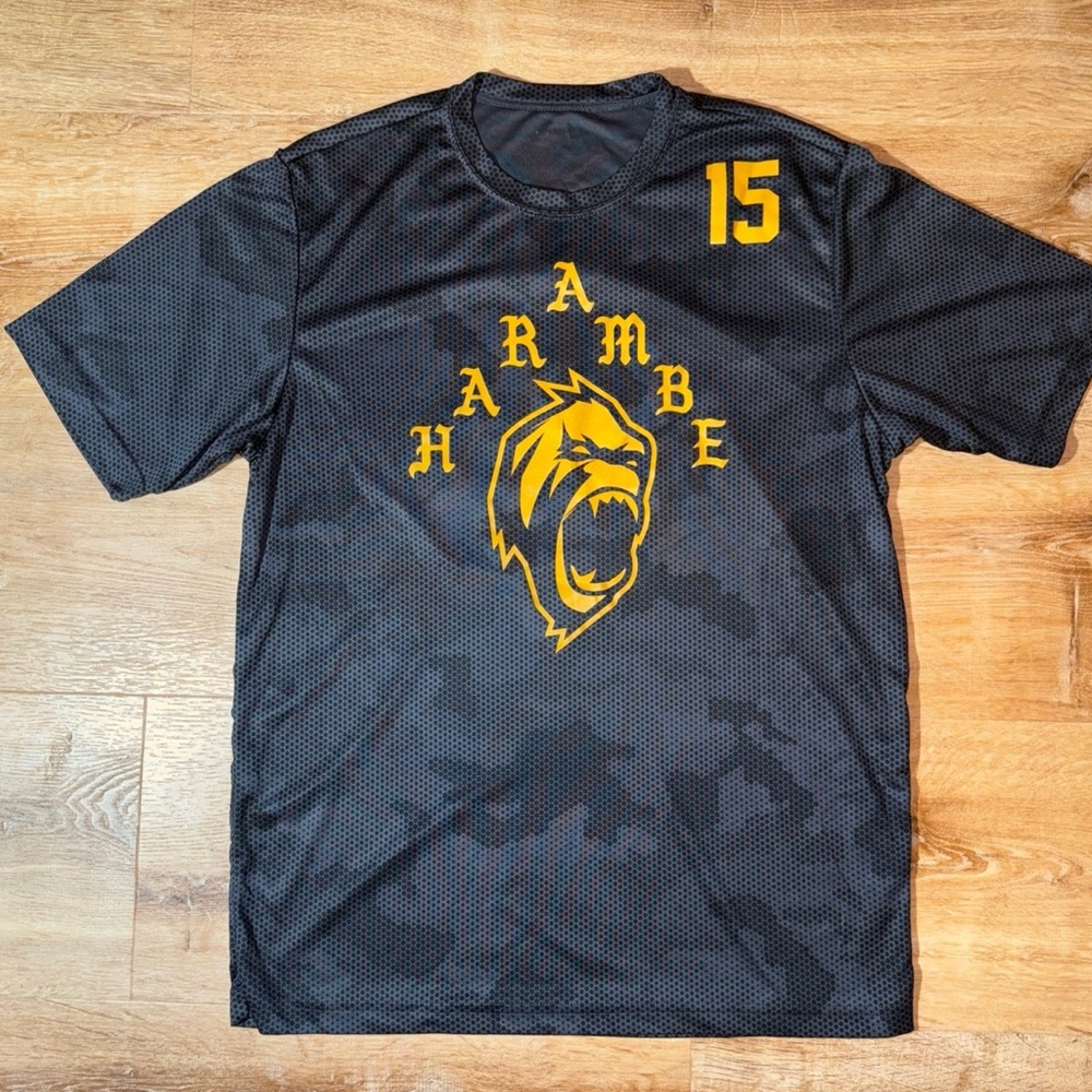 Sport-Tek Soccer Football Ape Jersey Shirt no. 15 Black geo print Fit Dry Skater